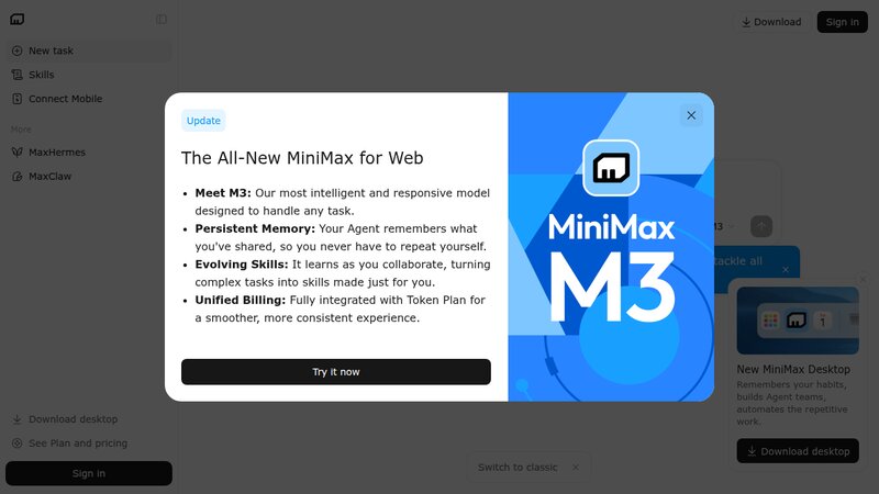 MiniMax Agent preview