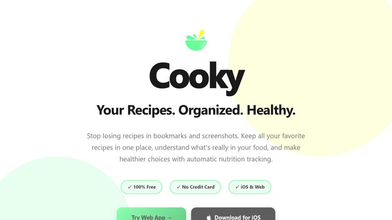 Cooky' Recipe manager with automatic nutrition tracking