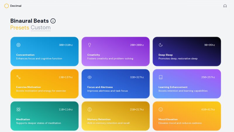 A browser based binaural beats generator preview