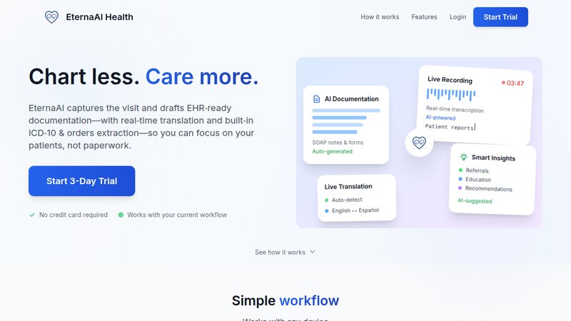 EternaAI Ambient AI assistant for clinical documentation (early access)