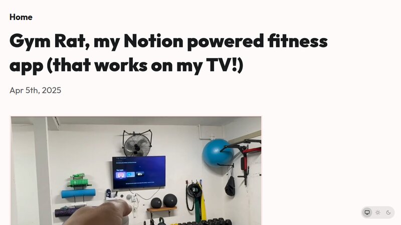 Gym Rat, my open source Notion powered fitness app It works on my TV! preview
