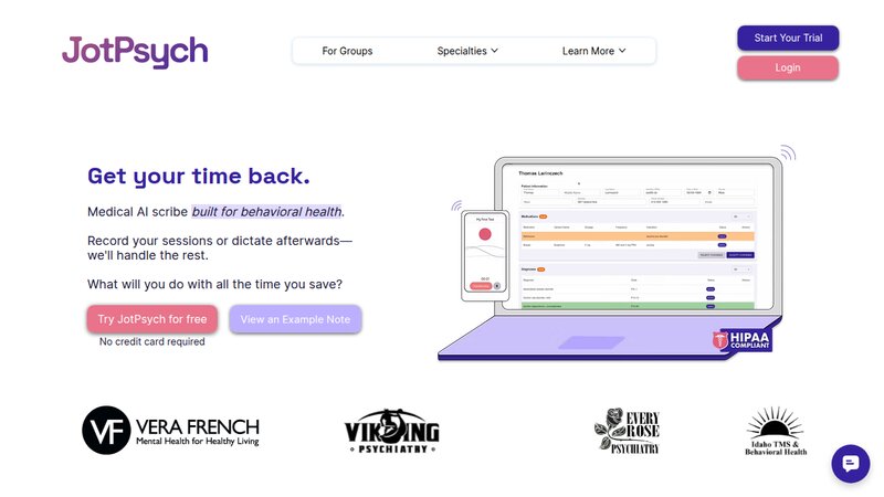 JotPsych Chrome Companion preview
