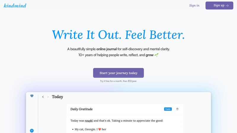 KindMind, an online journal with a focus on mental health and wellness preview