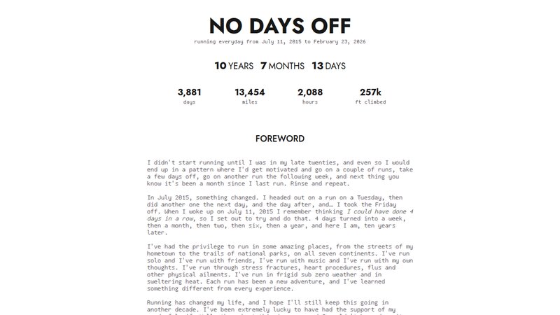Ten years of running every day, visualized