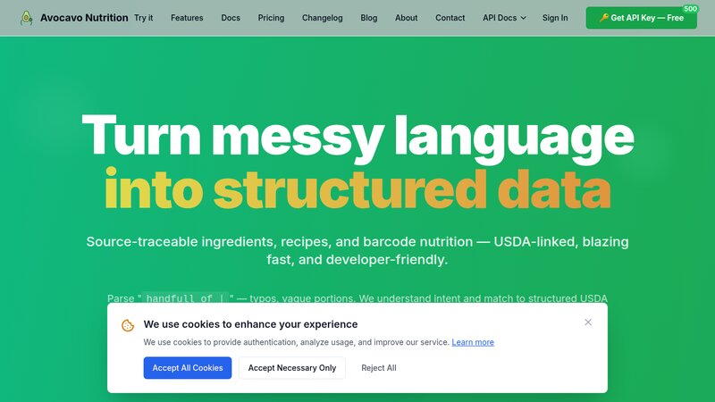 USDA-linked nutrition API from messy inputs (CLI/Python/REST) preview