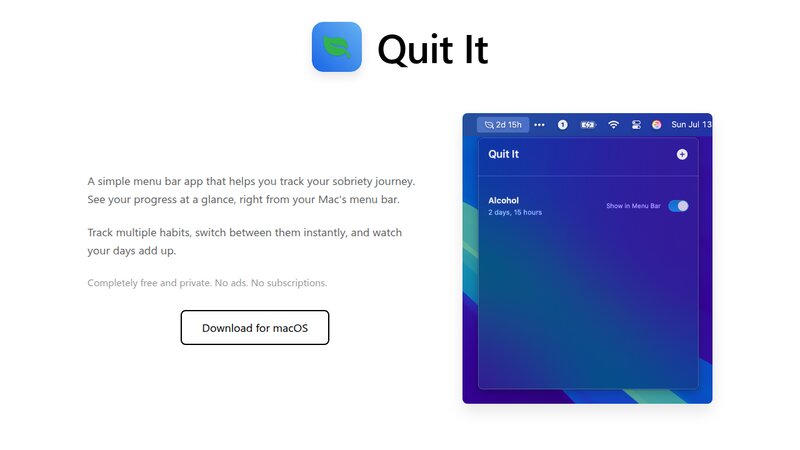I made a free, simple Mac app for tracking your sobriety