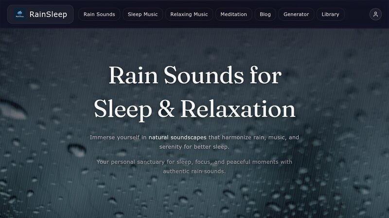 A simple site with long-play rain and ambient sounds (no ads, no login)